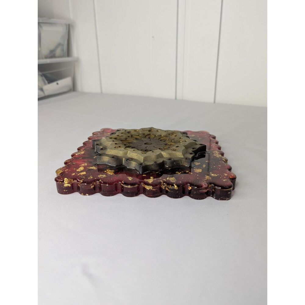 Resin Wall Art - Red, Gold, Handmade, New - Picture 3 of 7